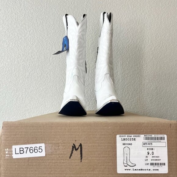 Lane MEGAN MORONEY Smokeshow Womens Cowboy Boots 9 White Western Cowgirl Tall - Picture 13 of 16